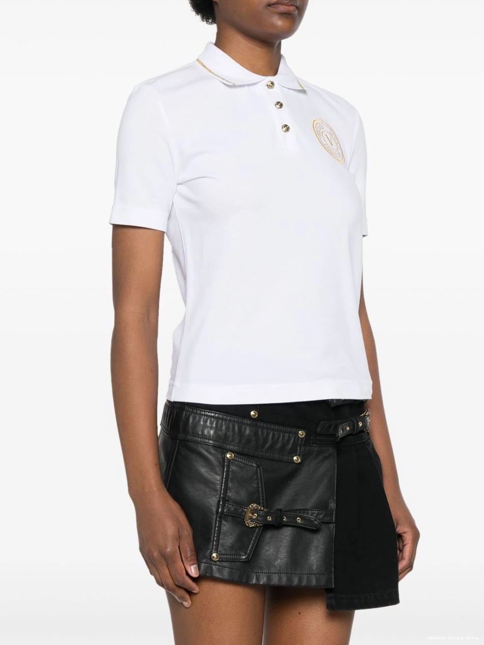 Affordable Versace embroidered-logo polo top Women Jeans Couture 0426